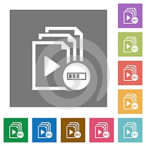 Processing playlist square flat icons