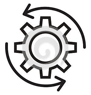 processing settings, cog line isolated vector icon can be easily modified and edit
