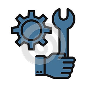 processing settings, cog line isolated vector icon can be easily modified and edit