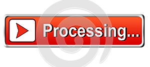Processing square web button classic red button white background