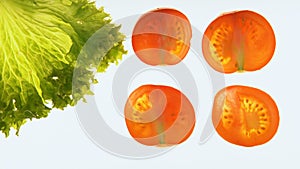 Processing tomatoes and lettuce with light, quality control, disinfection