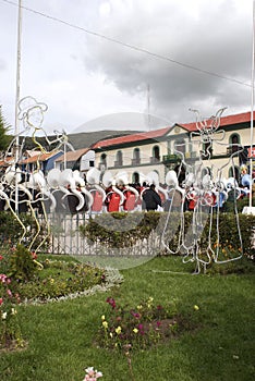 procession catholic at the festival of the Virgin Candelaria, with music and intrument puno peru photo