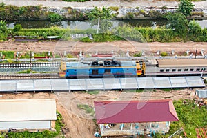 A procession of locomotives that runs on rails in Thailand