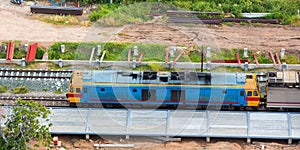 A procession of locomotives that runs on rails in Thailand