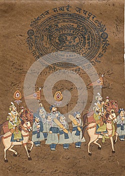 Procession of maharajah on horse