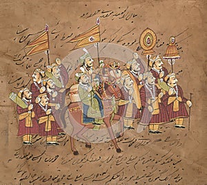 Procession of maharajah on horse