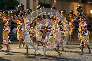 Procession of the Paththini Devala dancers perform during the Esala Perahera in Kandy, Sri Lanka.