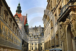 Procession of Princes Furstenzug, Old Buildings in Center of City Dresden, Germany