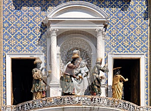 Procession of three Magi and Angel on the St Mark`s Clock tower Torre dell`Orologio on Piazza San Marco, Venice photo