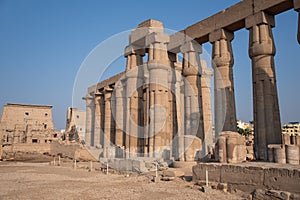 Processional colonnade of Amenhotep III in Luxor Temple ancient Thebes. Luxor, Egypt