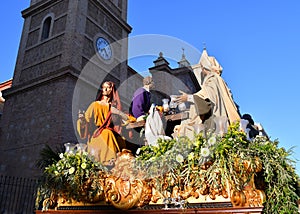 Processional float of JLast Supper during Holy Week procession in Spain photo