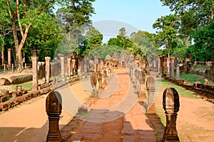 Processional route of temple ruins Banteay Srei, Cambodia