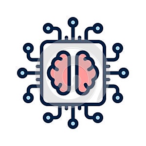 A processor chip brain, concept of brain processor vector icon
