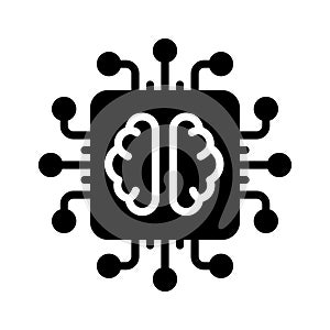 A processor chip brain, concept of brain processor vector icon