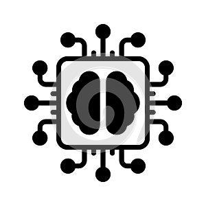A processor chip brain, concept of brain processor vector icon