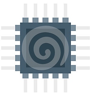 Processor Chip Color Isolated Vector Icon that easily can be modified and edit.