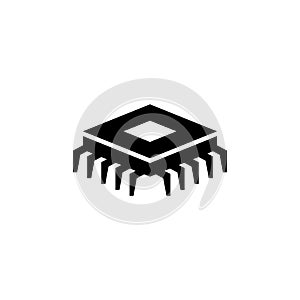 Processor Chip Flat Vector Icon