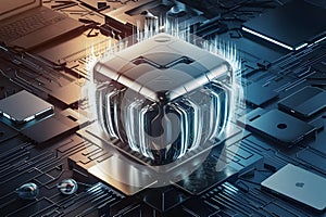 Processor chip, tech environment, blockchain concept, AI,Circuit board,Artificial Intelligence concept