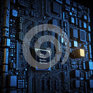 Processor chip, tech environment, blockchain concept