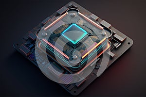 processor chip, tech environment, blockchain concept Generative AI