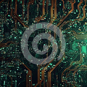 Processor chip, tech environment, blockchain concept