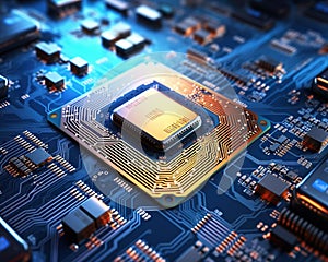 The processor on the circuit board is inside the computer.
