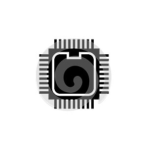 Processor icon glyph or solid style vector illustration