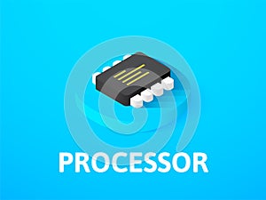 Processor isometric icon, isolated on color background