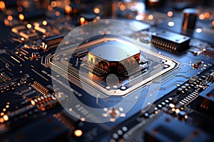 Processor integrated into circuit board, facilitating complex electronic functions with interconnected pathways