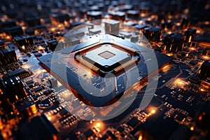 Processor integrated into circuit board, facilitating complex electronic functions with interconnected pathways