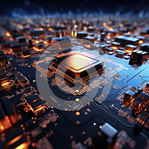 Processor integrated into circuit board, facilitating complex electronic functions with interconnected pathways