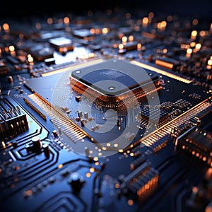 Processor integrated into circuit board, facilitating complex electronic functions with interconnected pathways