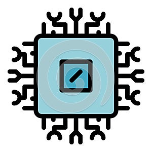 Processor interface icon color outline vector