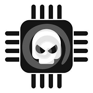 Processor malware icon simple vector. Virus error
