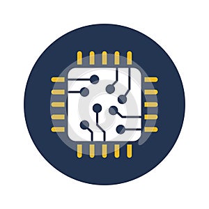 Processor, microchip, hardware, CPU  fully editable vector icons