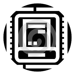 Processor microchip icon representing digital technology and computing