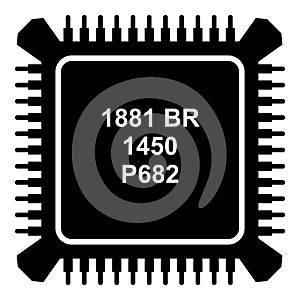 Processor microchip icon, simple black style