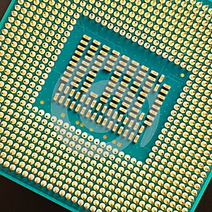 Processor microprocessor CPU of a desktop or laptop very close-up. Electronic and computing equipment, computer hardware. IT&C.