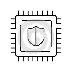Processor security shield icon representing data protection hardware