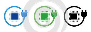 Processor symbol icon of microprocessor leaf chipset data center power consumption electricity