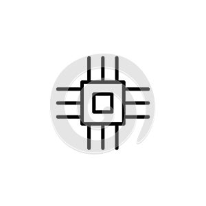 Processor Technology Monoline Symbol Icon Logo for Graphic Design, UI UX, Game, Android Software, and Website.