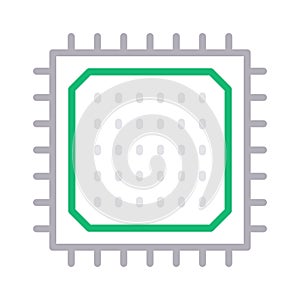 Processor thin line color vector icon