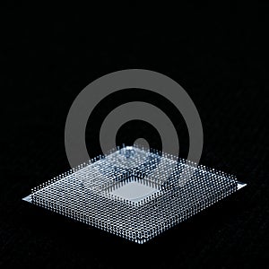 Processor to the computer. Concept for technology and computing. Detail of connectors. CPU Chip Processor for tech science