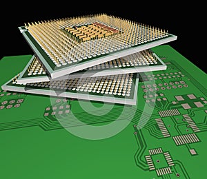 Processors on the PCB.