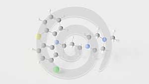 prochlorperazine molecule 3d, molecular structure, ball and stick model, structural chemical formula typical antipsychotics