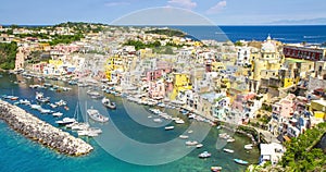 Procida island near the city of Naples time lapse, Italy.