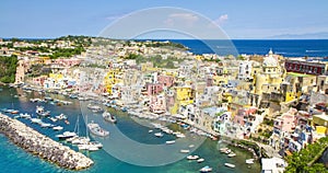 Procida island near the city of Naples time lapse, Italy.