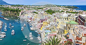 Procida island near Naples 4K time lapse, Italy.