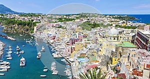 Procida island near Naples 4K time lapse, Italy.