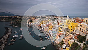 Procida, Italy old town skyline in the Mediterranean